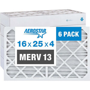 6-Pack Air Filter 16X25X4, MERV 13, MPR 1500-1900, Pleated AC Furnace Air Filter